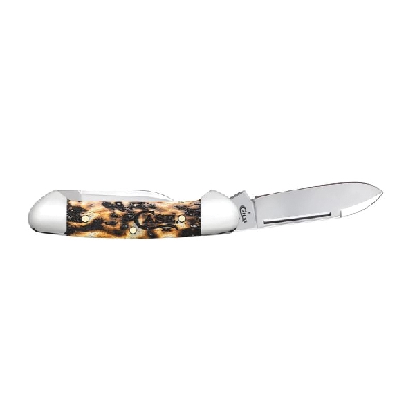 Case 67913 Baby Butterbean Knife, 1.9, 1.4 in L Blade, Stainless Steel Blade, 2-Blade, Jigged Handle, Toasted Handle