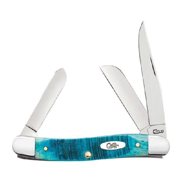 Case 25597 Medium Stockman Knife, Clip, Sheepfoot, Spey Blade, Mirror Polished Blade, 2.5, 1.9, 1.7 in L Blade, 3-Blade