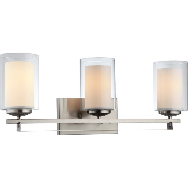 El Dorado Series 20-8154 Bath and Wall Fixture, 180 W, 3-Lamp, Satin Nickel Fixture
