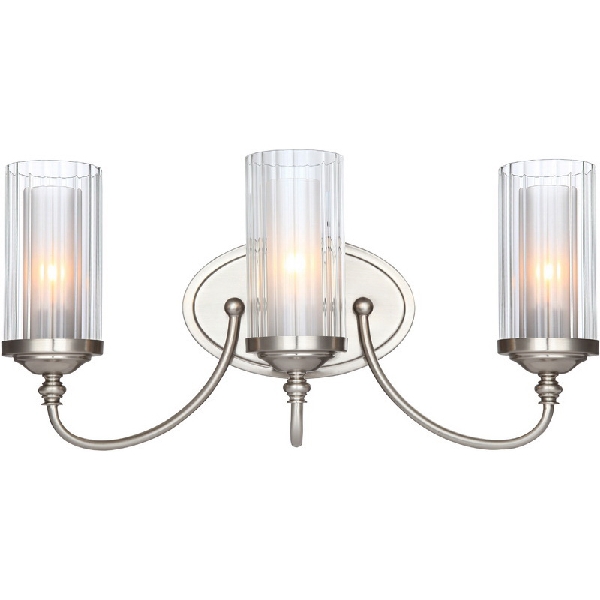 Lexington Series 20-9557 Bath and Wall Fixture, 180 W, 3-Lamp, Satin Nickel Fixture