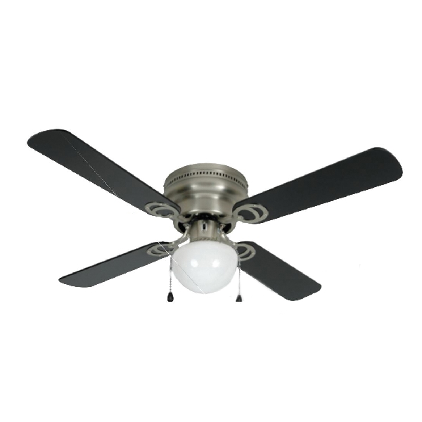 Aegean Series 54-3611 Ceiling Fan, 4-Blade, Black/Light Maple Blade, 42 in Sweep, 3-Speed