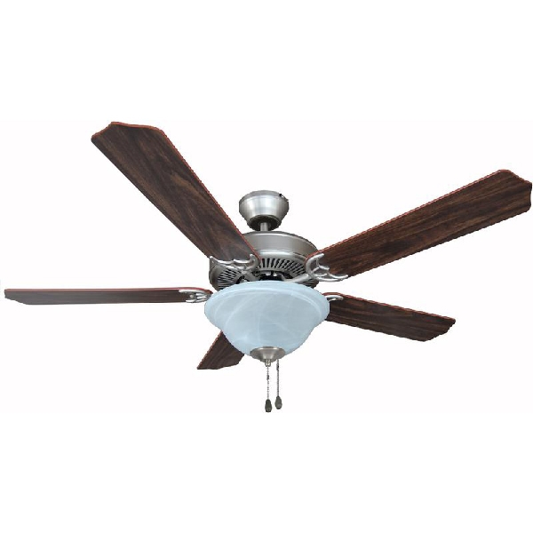 Dover Series 12-7059 Ceiling Fan, 5-Blade, Black/Walnut Blade, 52 in Sweep, 3-Speed, With Lights: Yes