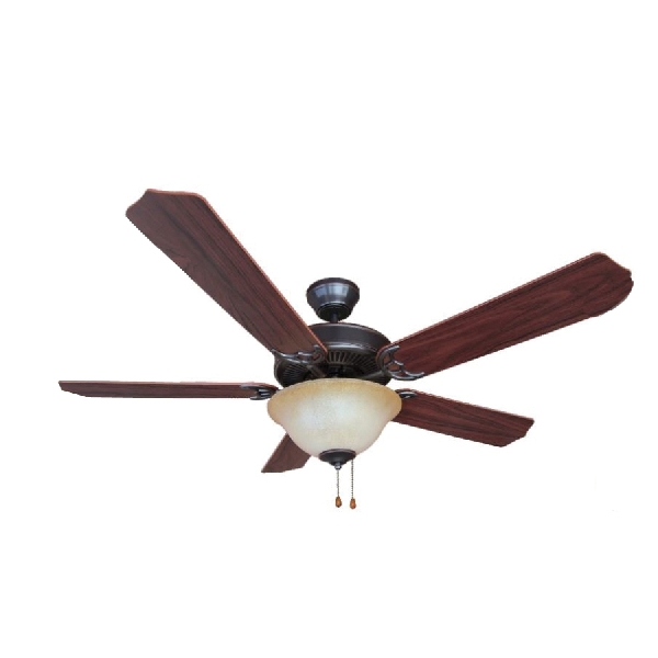 Dover Series 12-7394 Ceiling Fan, 5-Blade, Cherry/Walnut Blade, 52 in Sweep, 3-Speed, With Lights: Yes