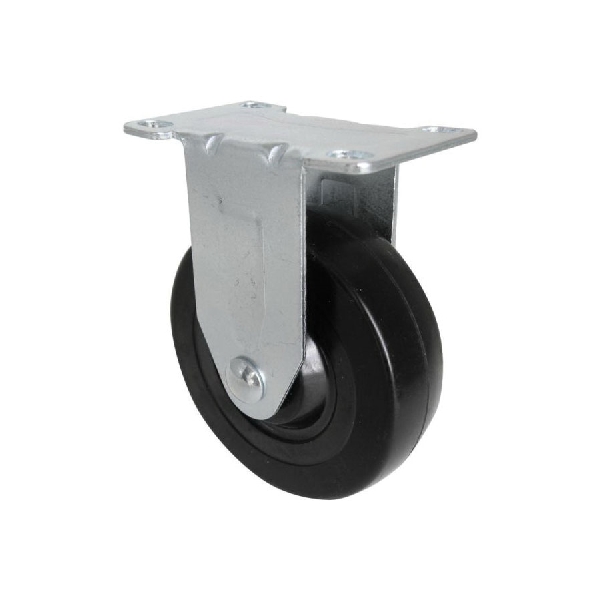 9659 Rigid Caster, 4 in Dia Wheel, Rubber Wheel, Black, 200 lb