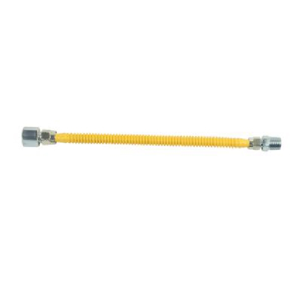 ProCoat Series CSSL54-60 P Gas Connector with Fittings, 1/2 in, FIP x MIP, Stainless Steel, Polymer-Coated