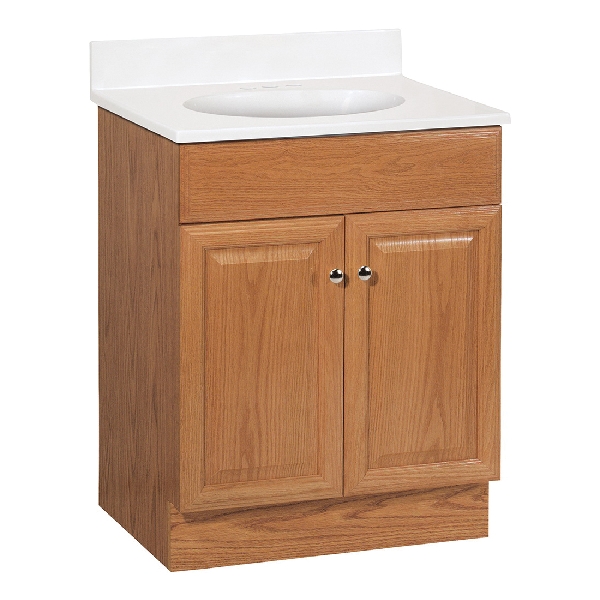 Richmond Series C14024A Bathroom Vanity Combo, 24 in W Cabinet, 18 in D Cabinet, 31.8 in H Cabinet, MDF, Oak