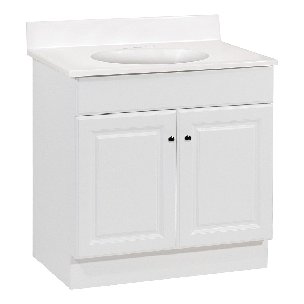 Richmond Series C14130A Bathroom Vanity Combo, 30-1/2 in W Cabinet, 18-1/2 in D Cabinet, MDF, White, 1-Sink
