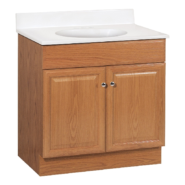 Richmond Series C14030A Bathroom Vanity Combo, 30-1/2 in W Cabinet, 18-1/2 in D Cabinet, Particle Board, Oak