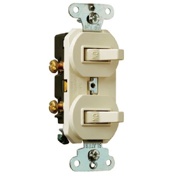 690LAGCC6 Double Combination Switch, 15 A, 120/277 VAC, Side Wire Terminal, Light Almond