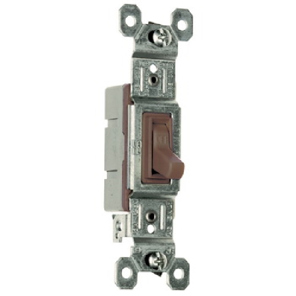 TradeMaster 660G Toggle Switch, 15 A, 120 VAC, Push Wire, Side Wire Terminal, Brown