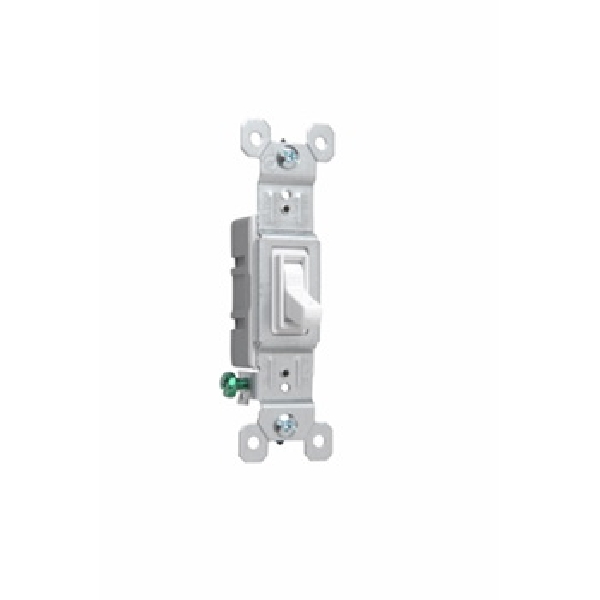 TradeMaster 660WG Toggle Switch, 15 A, 120 VAC, Push Wire, Side Wire Terminal, White
