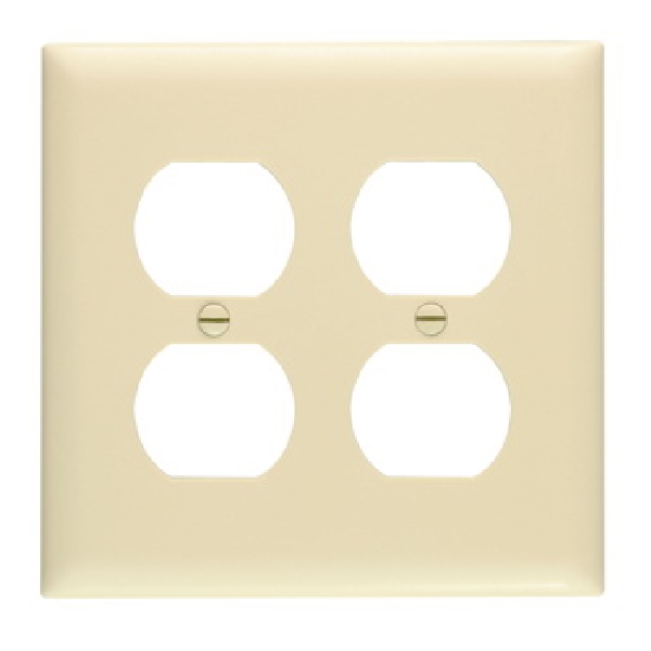 TradeMaster TP TP82-I Receptacle Wallplate, 4-11/16 in L, 4-3/4 in W, 2 -Gang, Nylon, Ivory, Matte