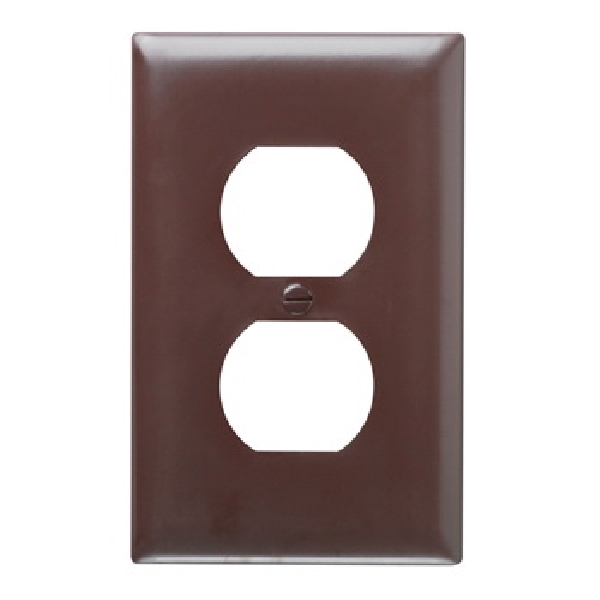 TradeMaster TP TP8 Receptacle Wallplate, 4-11/16 in L, 2-15/16 in W, 2 -Gang, Nylon, Brown, Matte