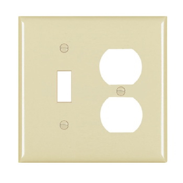 TradeMaster TP TP18-I Combination Wallplate, 4.7 in L, Standard, 2 -Gang, Nylon, Ivory