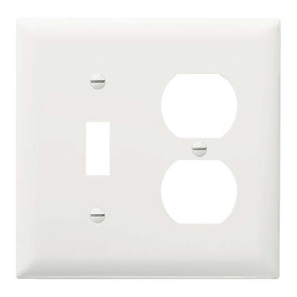 TradeMaster TP TP18-W Combination Wallplate, 4.7 in L, Standard, 2 -Gang, Nylon, White