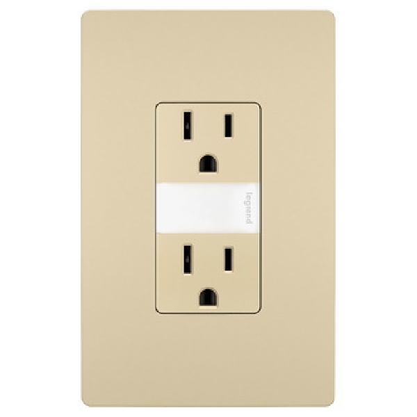 Radiant Series NTL885TRICC6 Nightlight with Outlets, 15 A, 120/125 V, LED Lamp, Ivory