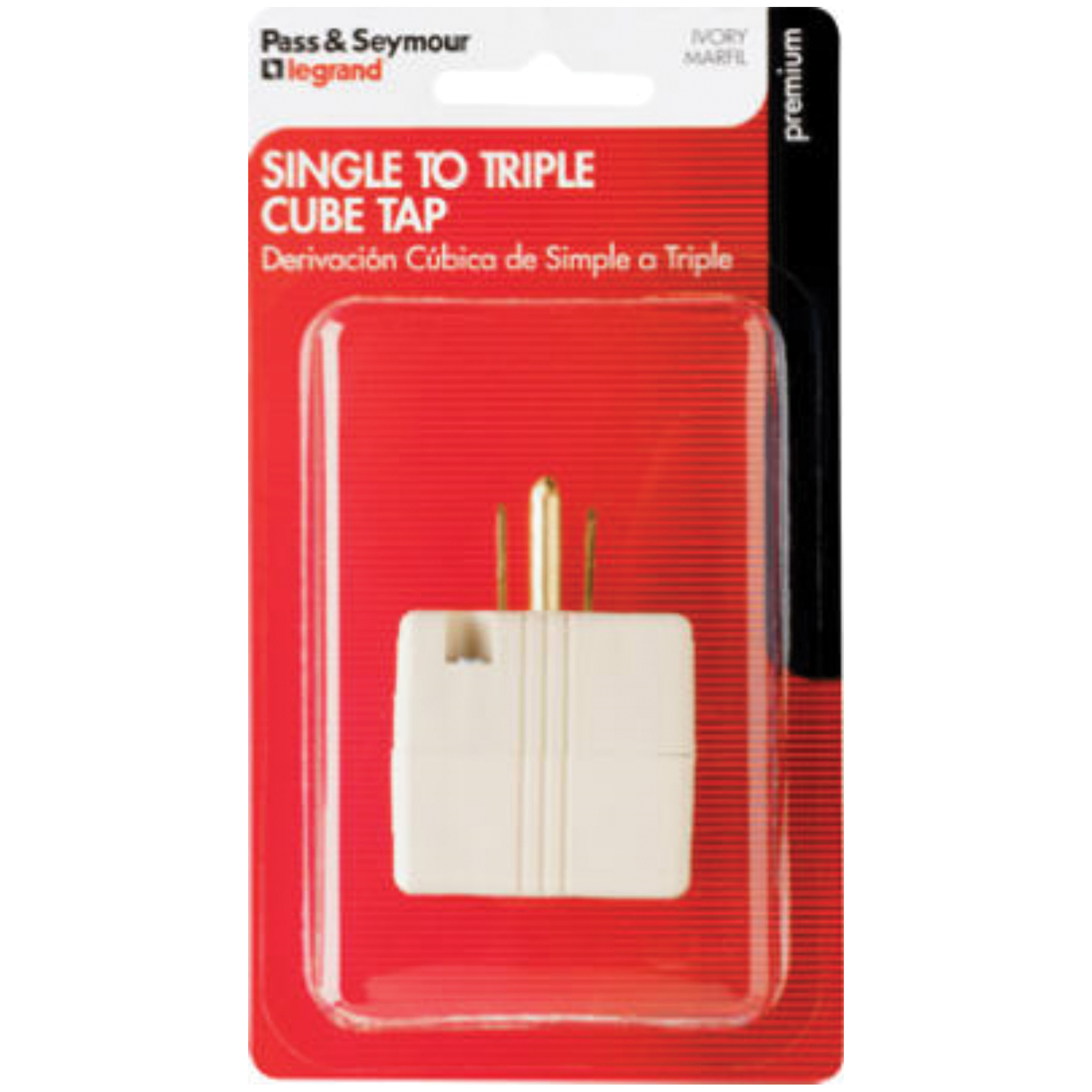 1482IBPCC5 Triple Adapter, 15 A, 125 V, NEMA: NEMA 5-15R, Ivory