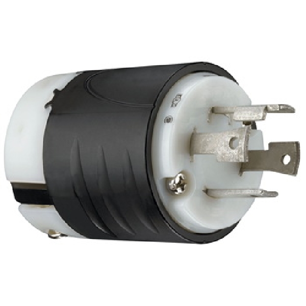 Turnlok L1430PCC Locking Connector, 3 -Pole, 30 A, 250 V, IP20, NEMA: NEMA L14-30P, Black/White