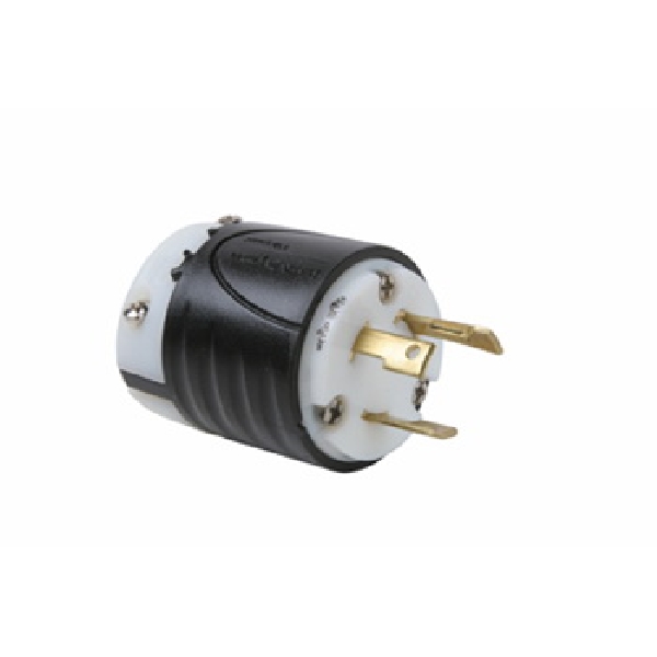 Turnlok L530PCCV3 Locking Plug, 2 -Pole, 30 A, 125 V, IP20, NEMA: NEMA L5-30P, Black/White