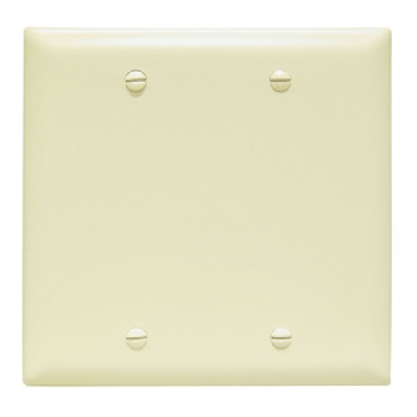 TradeMaster TP TP23-I Blank Wallplate, 4.687 in L, 4-3/4 in W, 0.07 in Thick, 2 -Gang, Nylon, Ivory