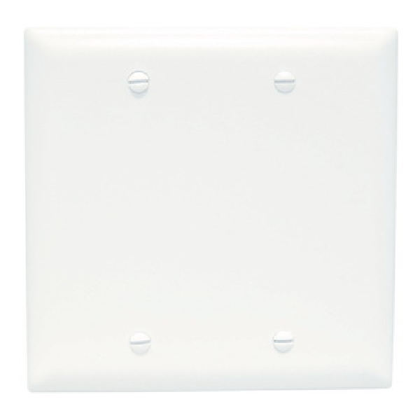 TradeMaster TP TP23-W Blank Wallplate, 4.687 in L, 4-3/4 in W, 0.07 in Thick, 2 -Gang, Nylon, White
