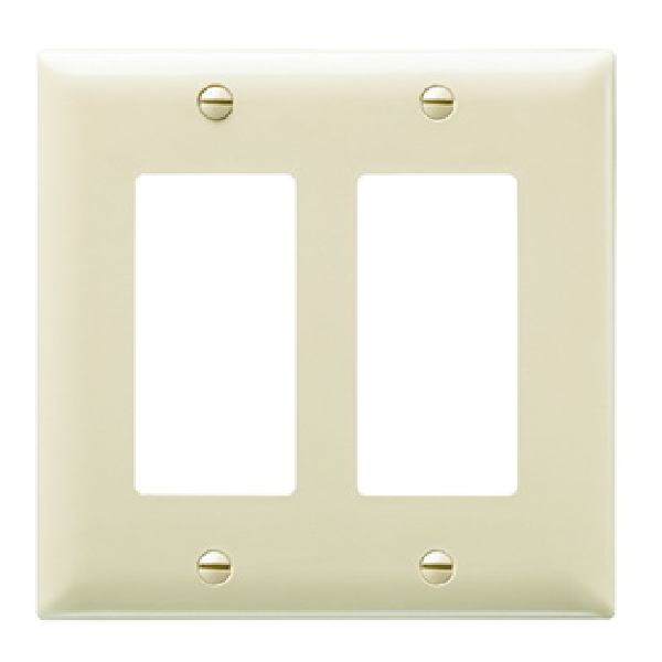 TradeMaster TP TP262-I Wallplate, 4-11/16 in L, 4-3/4 in W, 2 -Gang, Nylon, Ivory, Matte