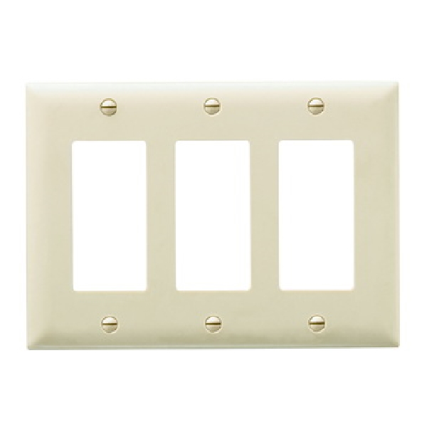 TradeMaster TP TP263ICC12 Wallplate, 4.7 in L, 3 -Gang, Nylon, Ivory