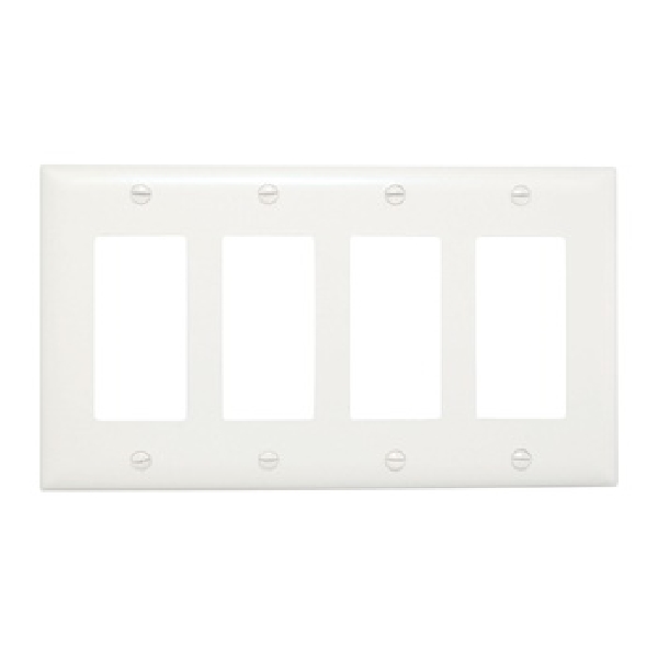 TradeMaster TP TP264WCC10 Wallplate, 5-1/2 in L, 4 -Gang, Nylon, White