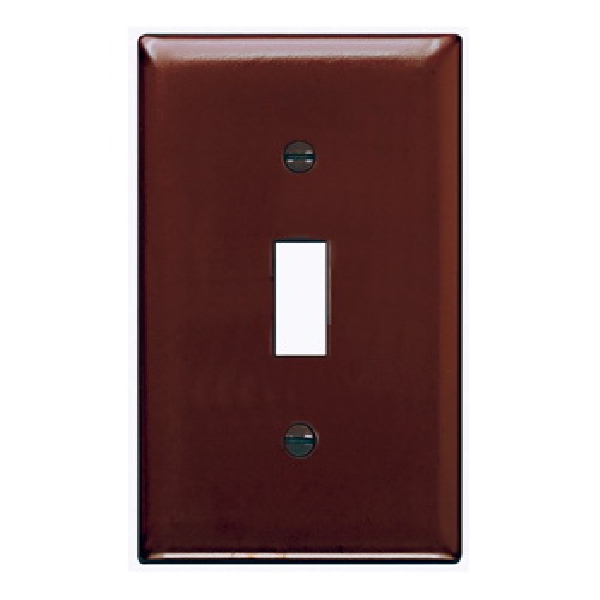 TradeMaster TP TP1 Wallplate, 4-11/16 in L, 2-15/16 in W, 1 -Gang, Nylon, Brown, Matte