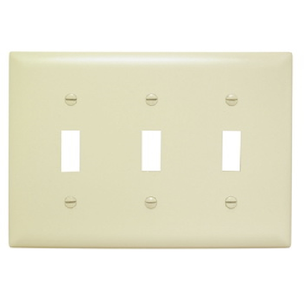 TradeMaster TP TP3-I Wallplate, 4-11/16 in L, 6.563 in W, 3 -Gang, Nylon, Ivory