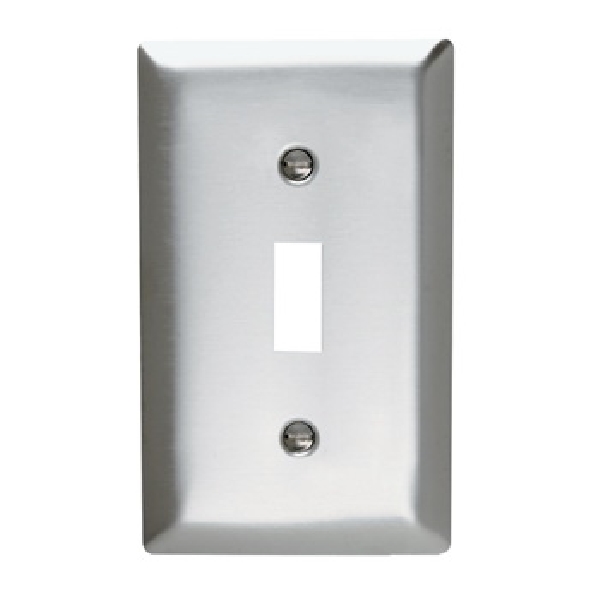 SS1 Wallplate, 4-1/2 in L, 2-3/4 in W, 1 -Gang, Stainless Steel, Silver, Brushed