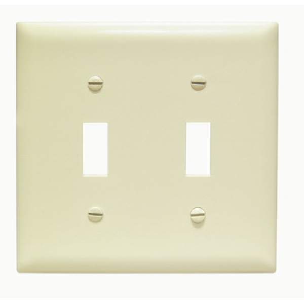 TradeMaster TP TP2-I Wallplate, 4.687 in L, 4-3/4 in W, 2 -Gang, Plastic, Ivory, Matte