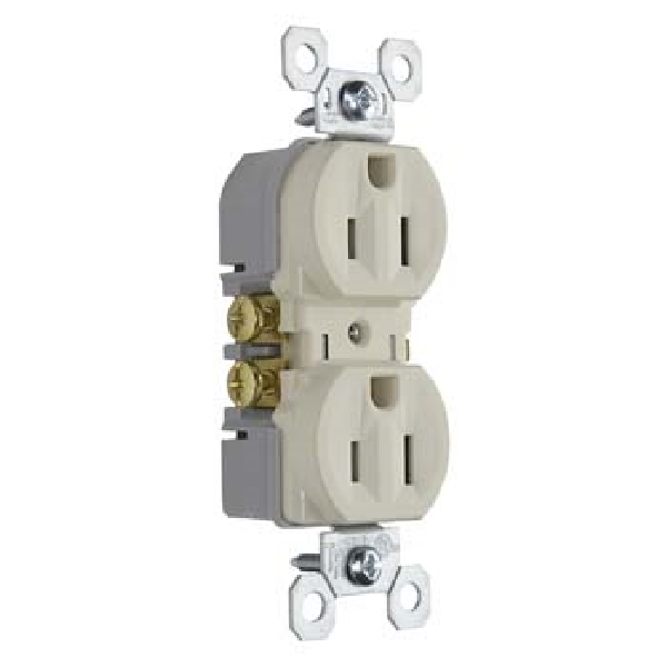 TradeMaster 3232TRLACC14 Duplex Receptacle, 2 -Pole, 15 A, 125 V, Push, Side Wiring, NEMA: 5-15R