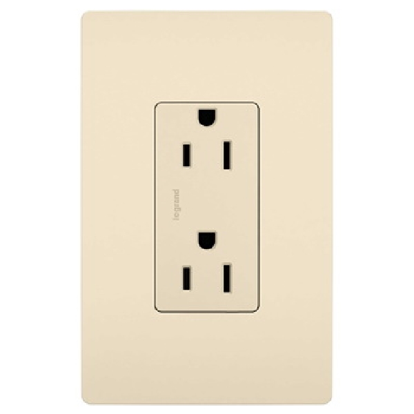 radiant 885TRLACC8 Duplex Receptacle, 2 -Pole, 15 A, 125 V, Push, Side Wiring, NEMA: 5-15R