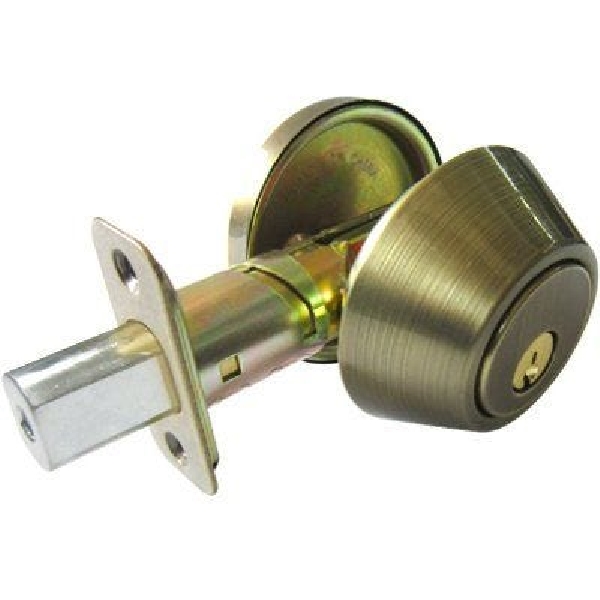 DL81 KA3Z Deadbolt, 3 Grade, Alike Key, Antique Brass, 2-3/8, 2-3/4 in Backset, KW1 Keyway