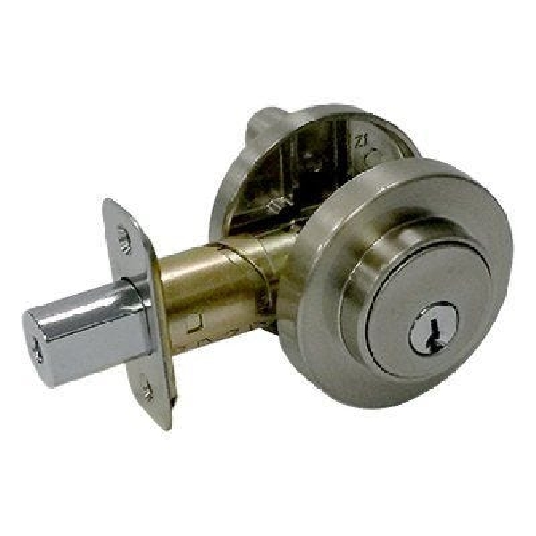 DA1X21 KA2 Deadbolt, Contemporary, 3 Grade, Alike Key, Satin Nickel, 2-3/8, 2-3/4 in Backset, KW1 Keyway