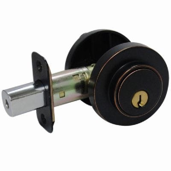 DA1X71 KA2 Deadbolt, Contemporary, 3 Grade, Alike Key, Aged Bronze, 2-3/8, 2-3/4 in Backset, KW1 Keyway