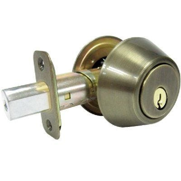 DL82 KA3Z Deadbolt, 3 Grade, Antique Brass, 2-3/8, 2-3/4 in Backset, KW1 Keyway