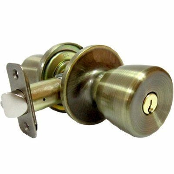 TS800B KA3 Entry Door Lockset, Knob Handle, Antique Brass, KW1 Keyway, 3 Grade
