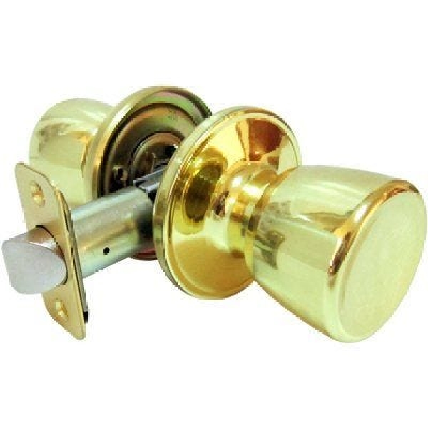 TS730B Passage Door Lock, Knob Handle, Polished Brass