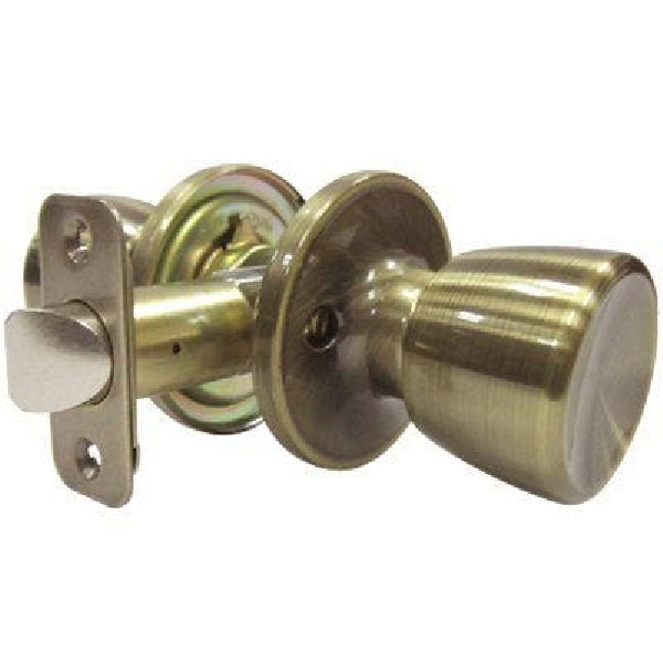 TS830B Passage Door Lock, Knob Handle, Antique Brass