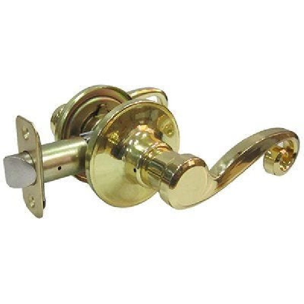 L6703BZ Passage Door Lock, Lever Handle, Polished Brass, 2-3/8, 2-3/4 in Backset, Reversible Hand