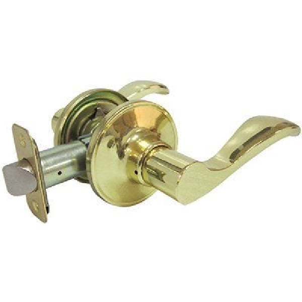LYE703BZ Passage Door Lockset, Lever Handle, Polished Brass, 2-3/8 to 2-3/4 in Backset, Reversible Hand