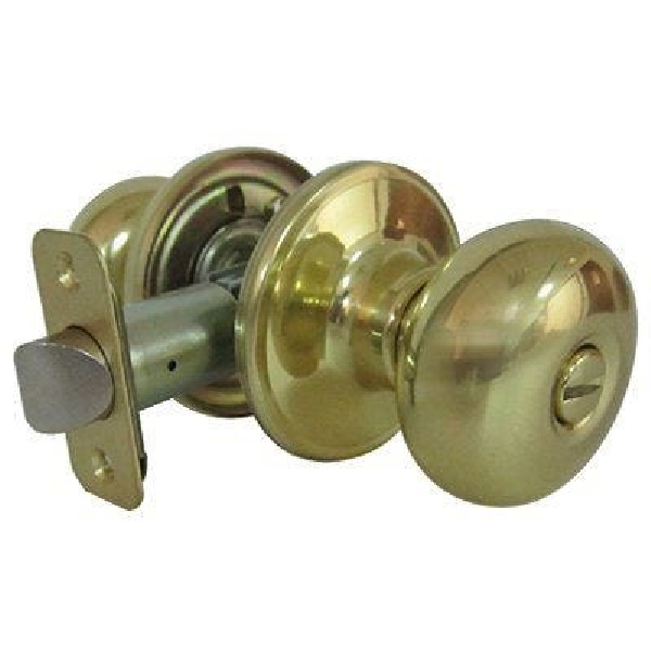 TF710B Privacy Lockset, Mushroom Design, Knob Handle, Polished Brass