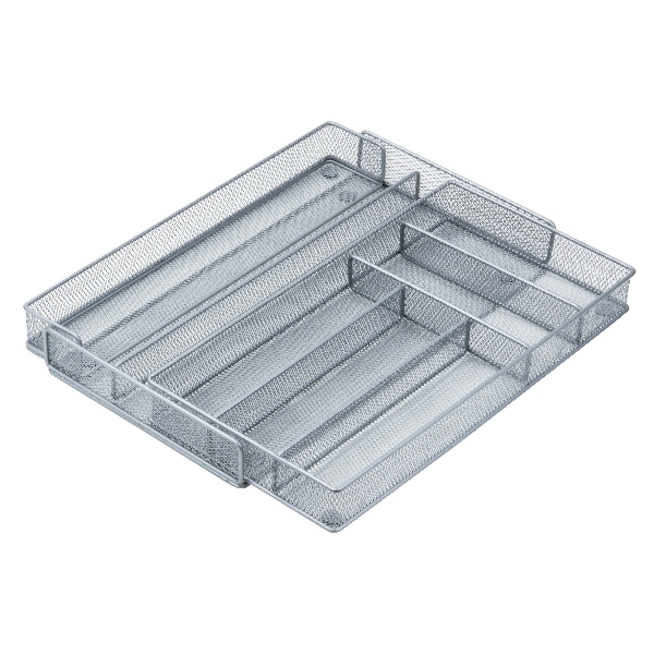 Honey-Can-Do KCH-02163 Silverware and Desk Drawer Organizer, 20 in W, 16-1/2 in D, Steel, Silver