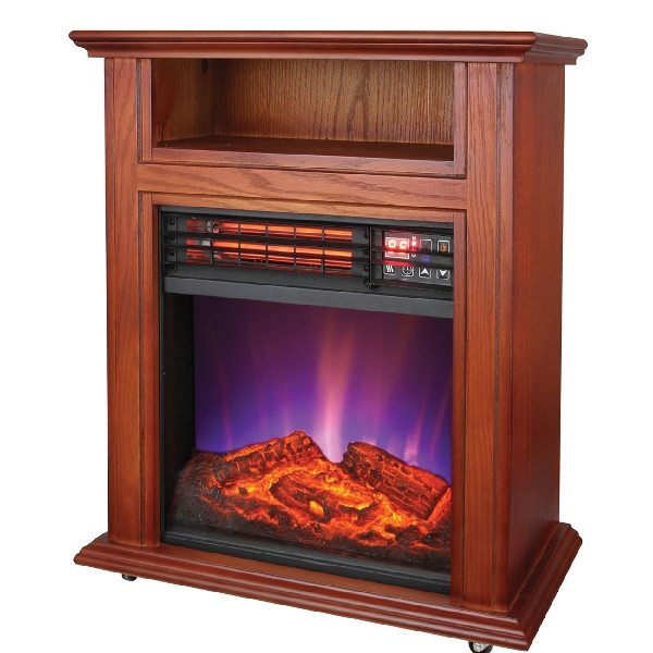 Comfort Glow QF4561R Electric Quartz Fireplace, 11 in OAW, 21-1/4 in OAD, 25 in OAH, 4600 Btu Heating, Walnut - 1