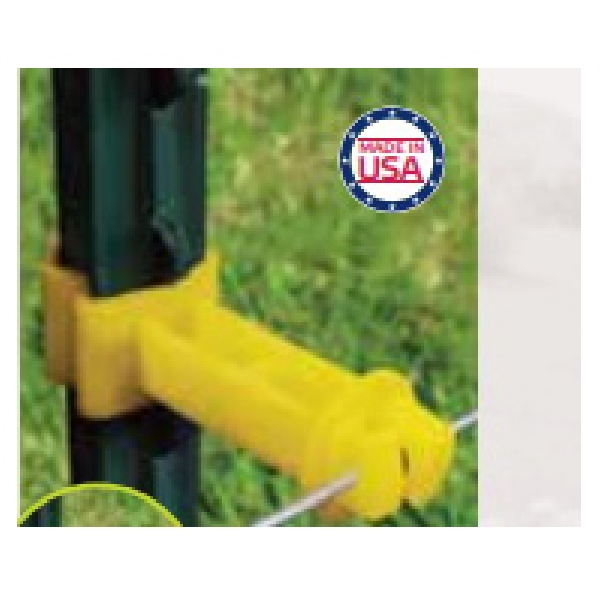 820029 Wrap Around T-Post Extender Insulator, Aluminum Wire, Poliwire, Polirope, Steel Wire, HDPE, Yellow, Post