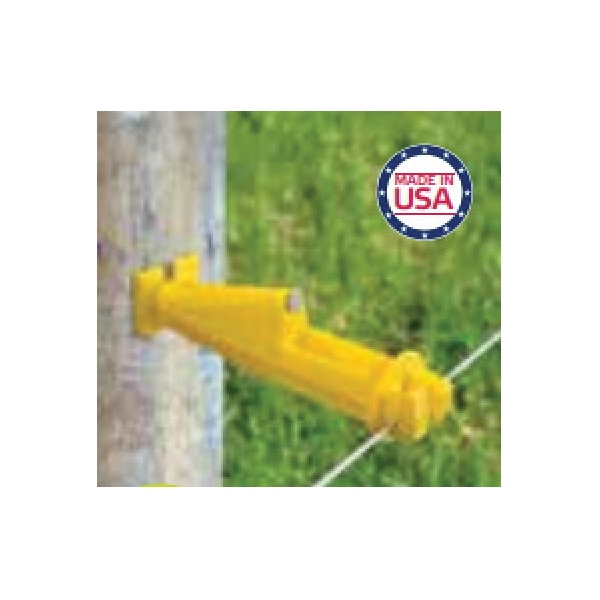PATRIOT 820027 Slant Nail-On Insulator, Aluminum Wire, Poliwire, Polirope, Steel Wire, HDPE, Yellow, Post Mounting