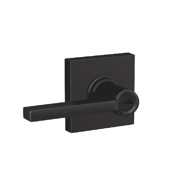 F Series F51A LAT 622 COL Entry Lever, Matte Black, Brass/Zinc, Residential, Reversible Hand, AAA Grade