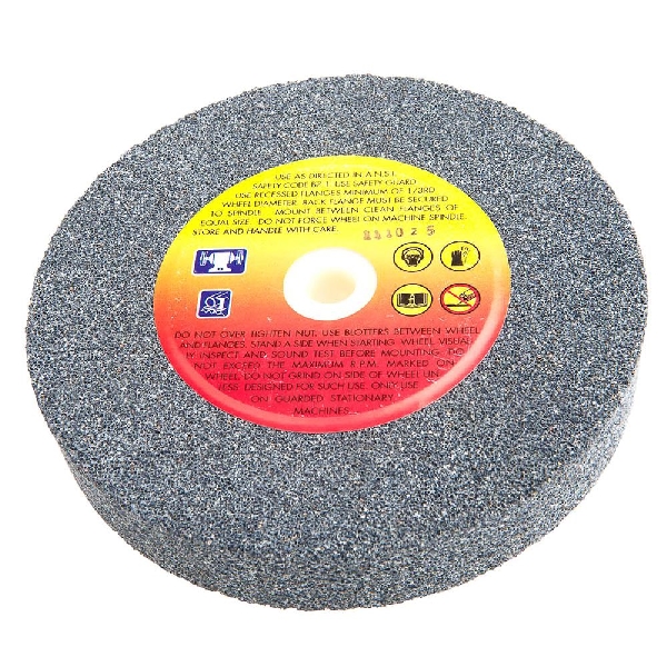 72403 Bench Grinding Wheel, 6 in Dia, 1 in W, 1 in Arbor, 36 Grit, Coarse, Aluminum Oxide Abrasive